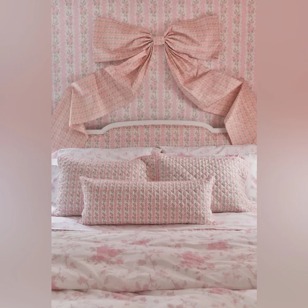 LoveShackFancy Pink Floral Stripe Wallpaper Panel